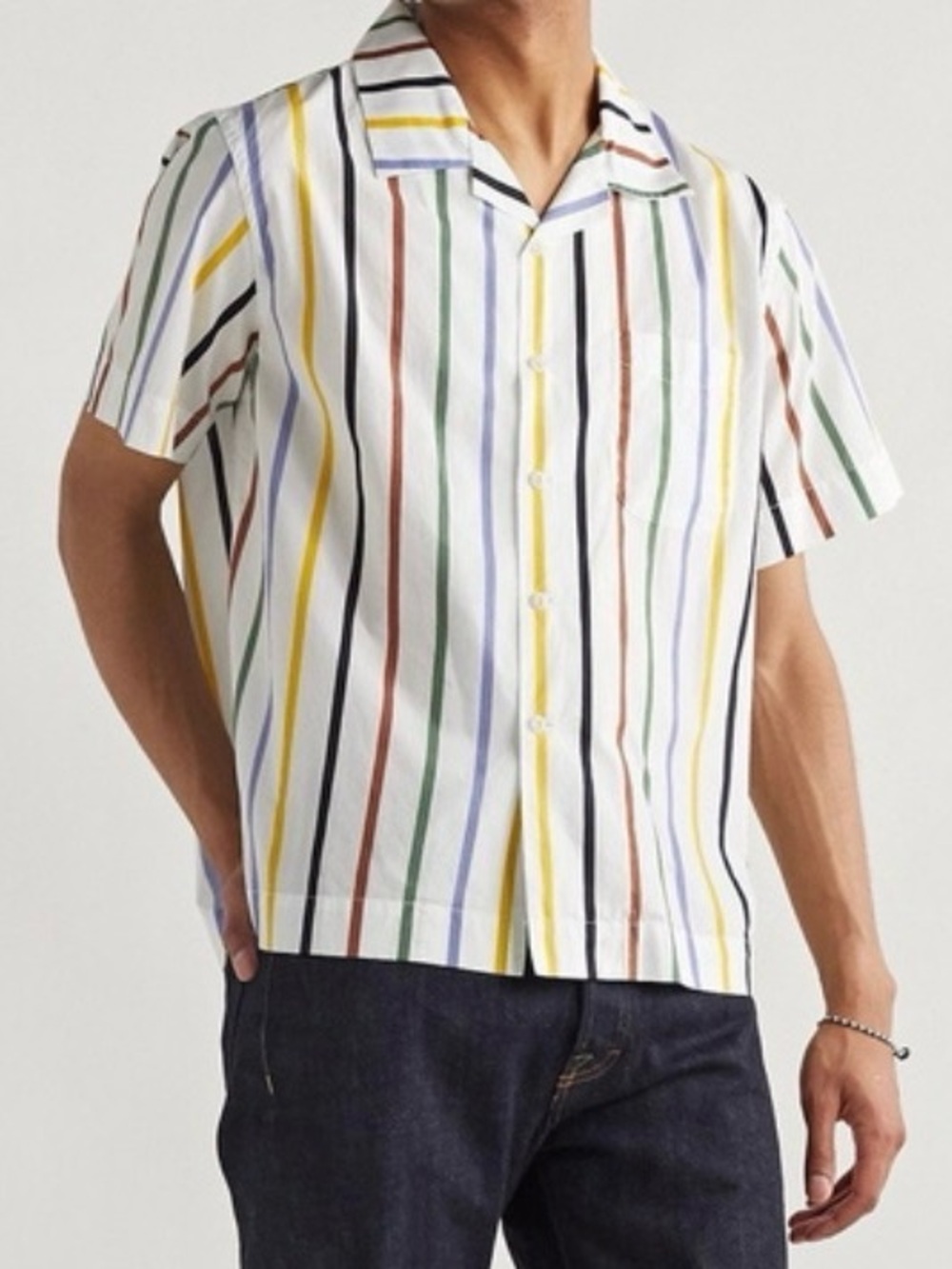 Bellerose 100% Cotton Camp Collar Short Sleeve Shirt Multicolor Striped Size M
